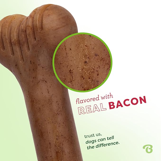 Benebone Bone Dog Chew Toy for Aggressive Chewers, Real Bacon, Giant | Durable, Super Chewer, Made in USA, Dog Bones, Long-Lasting, A Size for Every Dog, Keeps Them Busy
