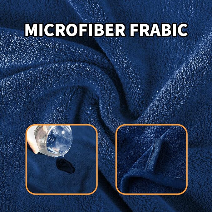Dog Towel Dog Bathrobe, Microfiber Super Absorbent Pet Bathrobe, Quick Drying Robe for Dogs and Cats After Bath, Adjustable Collar & Belly Strap, Blue, XL