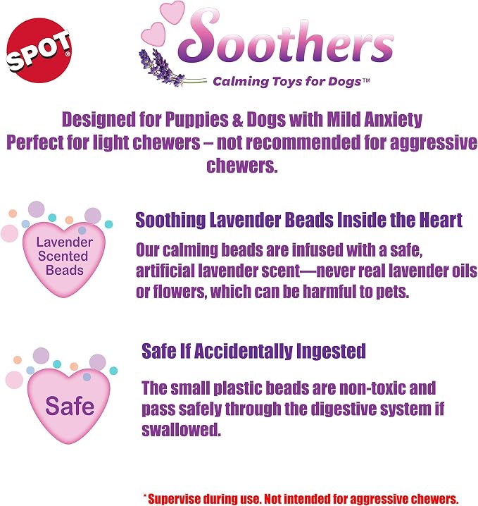 SPOT Soothers Tabbie Lambie Dog Toy - 12in Stuffing-Free Calming Plush with Lavender Scent & Squeaker for Puppies & Small Dogs, Separation Anxiety Relief - 1 of 3 Assorted Colors, Sent at Random