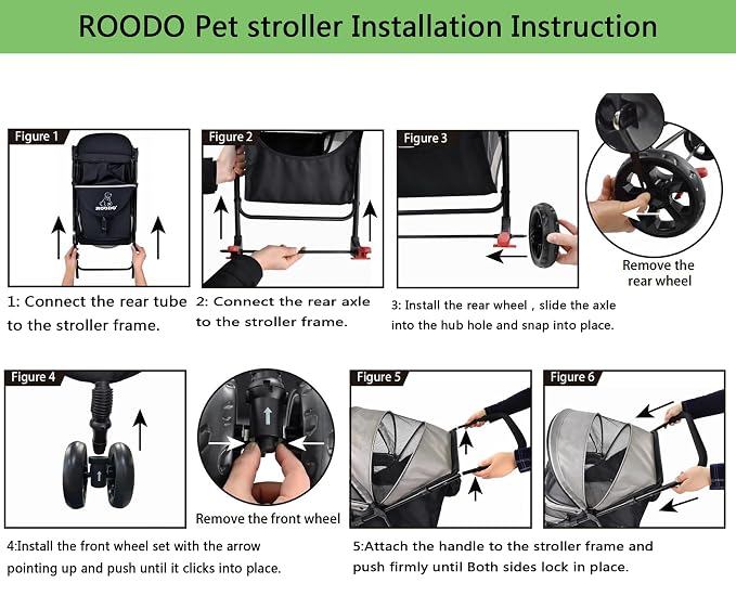 ROODO 3-Wheel Pet Stroller - Light Khaki, up to 30lbs