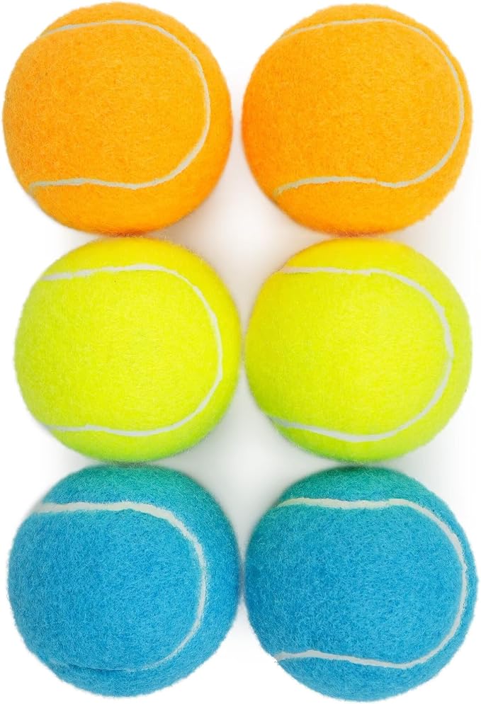 PrimePets Tennis Balls for Dogs 6 Pack 2.5”, Durable Dog Toys for Training, Fetch & Outdoor Play, Squeaky Balls for Dogs Small and Medium with High Bounce, Interactive Pet Fetch Ball