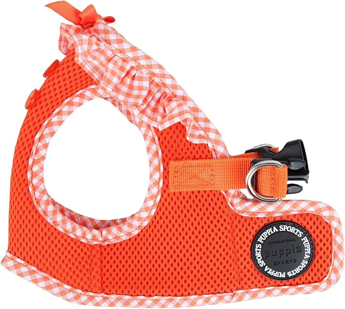 Puppia Vivien Vest Dog Harness Step-in All Season Mesh Cute No Pull No Choke Walking Training for Small Dog, Orange, X-Small