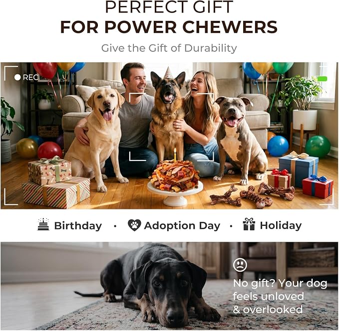 Kseroo 3-Pack Indestructible Dog Chew Toys for Aggressive Chewers,25-100lbs | Bacon Flavored Rock-Hard Solid Nylon Dog Bones for Medium & Large Breeds, Keeps Them Busy, Dental Textured, Long Lasting - XL