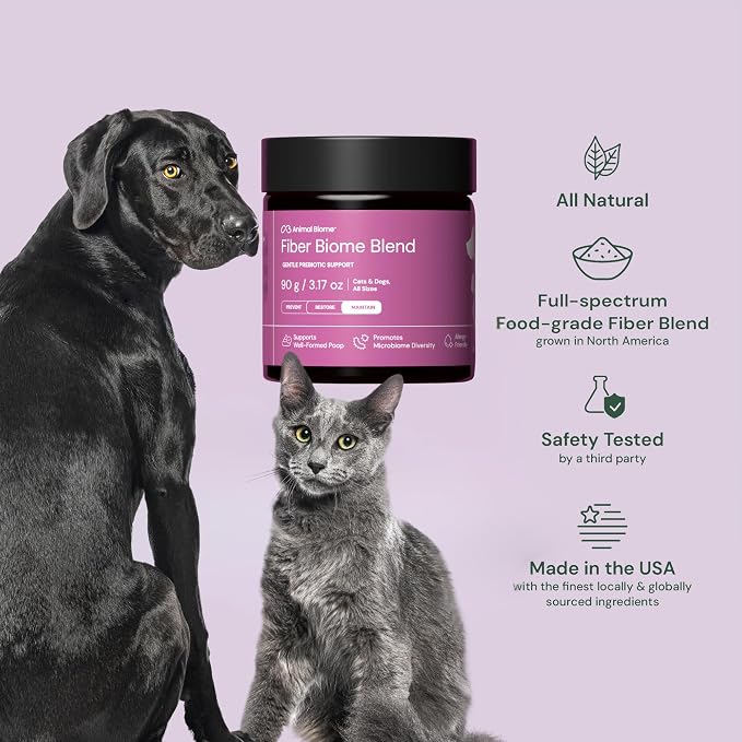Animal Biome Fiber Blend for Dogs & Cats, Prebiotic Fiber Supplement, 90g