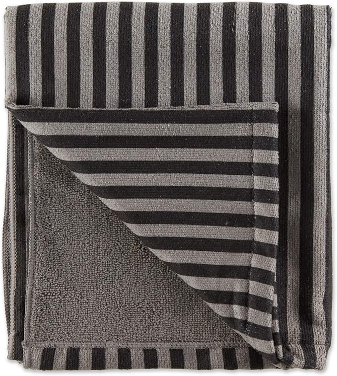 Bone Dry Pet Grooming Towel Collection Absorbent Microfiber X-Large, 41x23.5", Striped Black