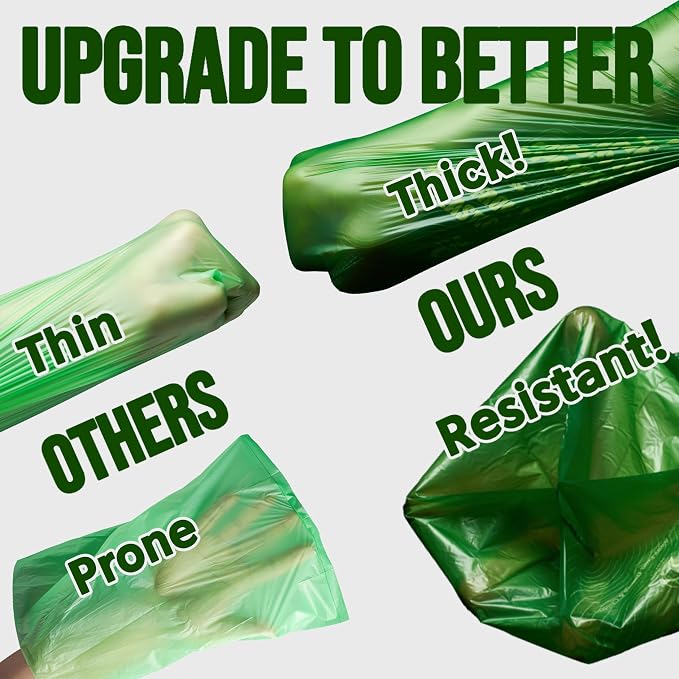 Ultra Thick & Deep RockRhino Dog Poop Bags for Large & XL Breeds | 4-Layer Interlocked Bottom | 100% Home Compostable, 0% Plastic | Vanilla-Scented | 150 Bags, Easy Open Tie Handles, Not for Scooper