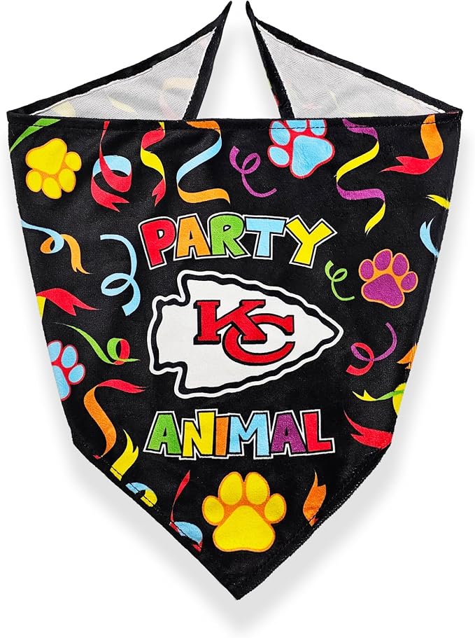 NFL Kansas City Chiefs Dog Birthday Party Set 10pcs with 1 Football Bandana Large/X-Large, 1 Crown Hat, 1 Banner, 1 Birthday Cake Toy & 6 B-Day Balloons, Dog Birthday Set, Costume, Fun Doggie Pawty