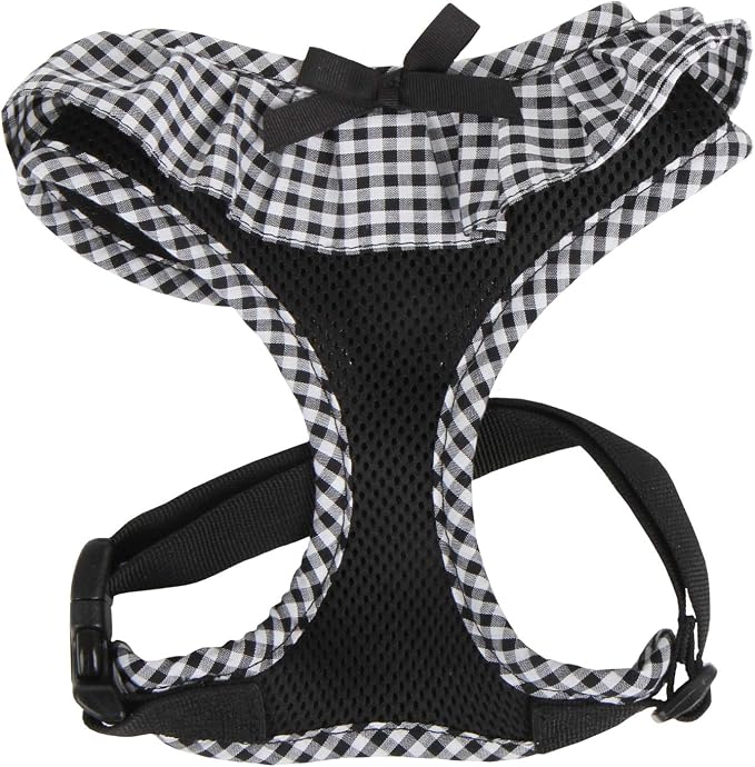 Puppia Vivien Dog Harness Over-the-Head All Season Cute No Pull No Choke Walking Training Adjustable for Small Dog, Black, X-Small