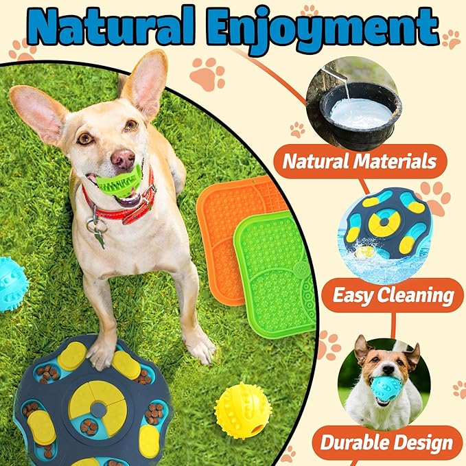 Forfon 9 Pack All-Around Dog Puzzle Toy Set -Mentally Stimulating Dog Enrichment Toys for Small to Medium Smart Dogs, Includes Dog Lick Mat with Suction Cups