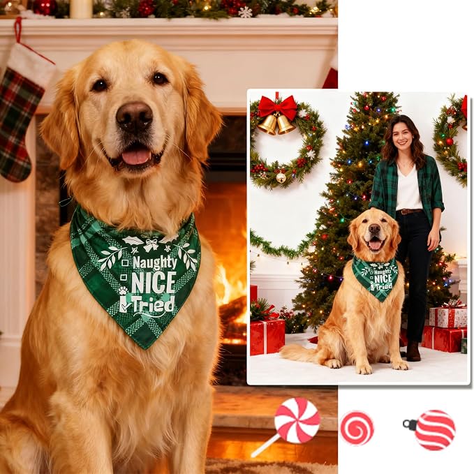 Christmas Dog Bandanas, Small & Medium Breed, 5-25lbs