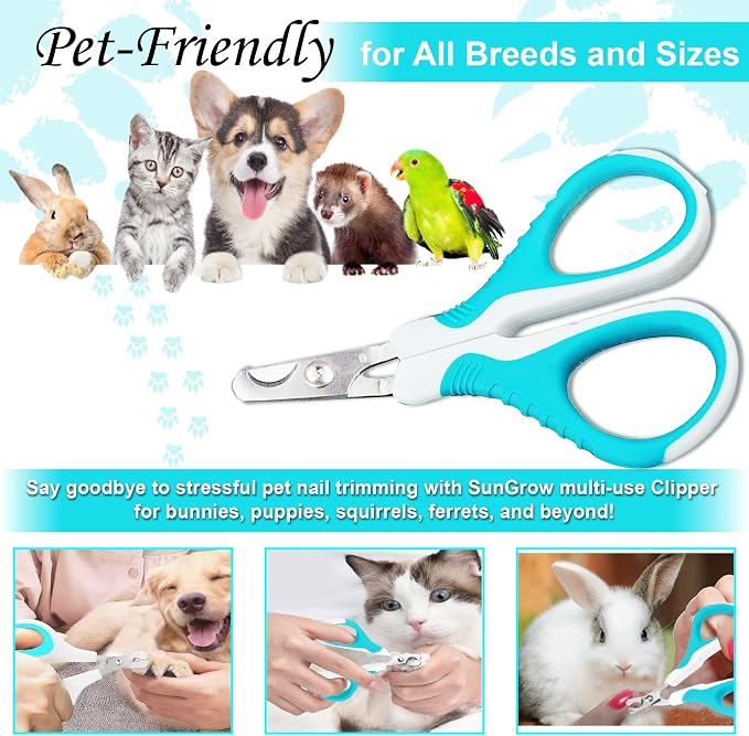 SunGrow Dog & Cat Nail Trimmer, Non-Slip Handle