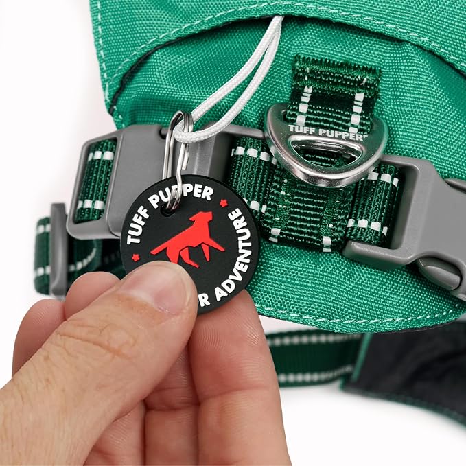 Tuff Pupper All-Day Wear Dog Harness | for Walking, Trail Running, Hiking | Front & Back Leash Clips | Reflective Trim | Easy On/Off Buckles | Lightweight Breathable | No Pull Design (Small, Teal)