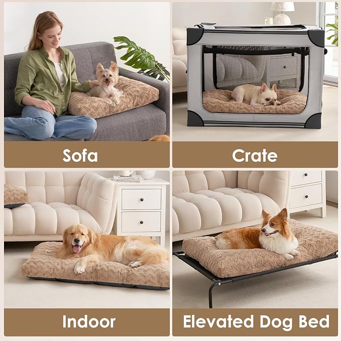 EHEYCIGA Washable Dog Beds for Small Dogs, 23x18 Inch Pet Bed, Camel