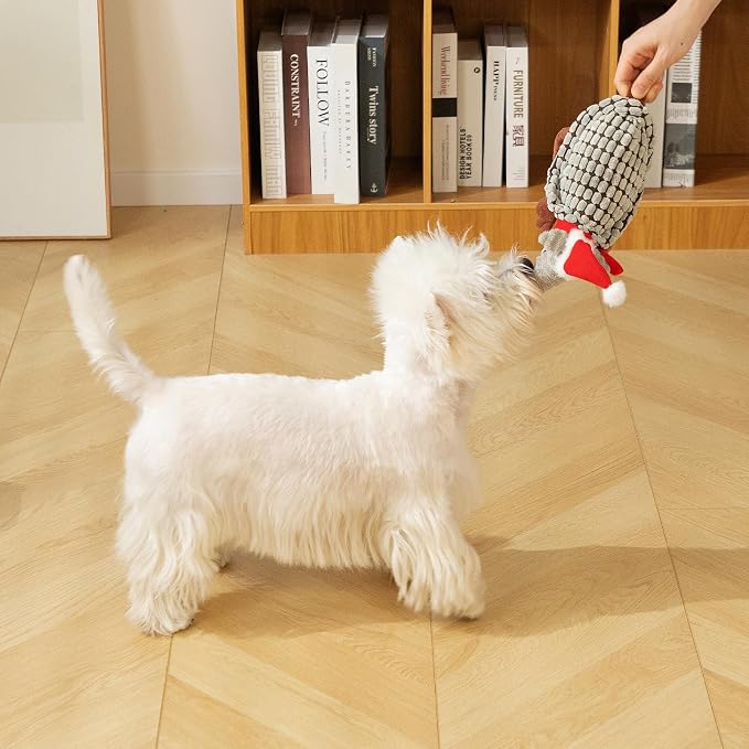 Hollypet Armadillo Squeaky Puppy Dog Toys for Small Medium Dogs, Christmas | plush stuffed small dog squeak animal toy with unique grunt squeaker textured fabric for teeth cleaning toys
