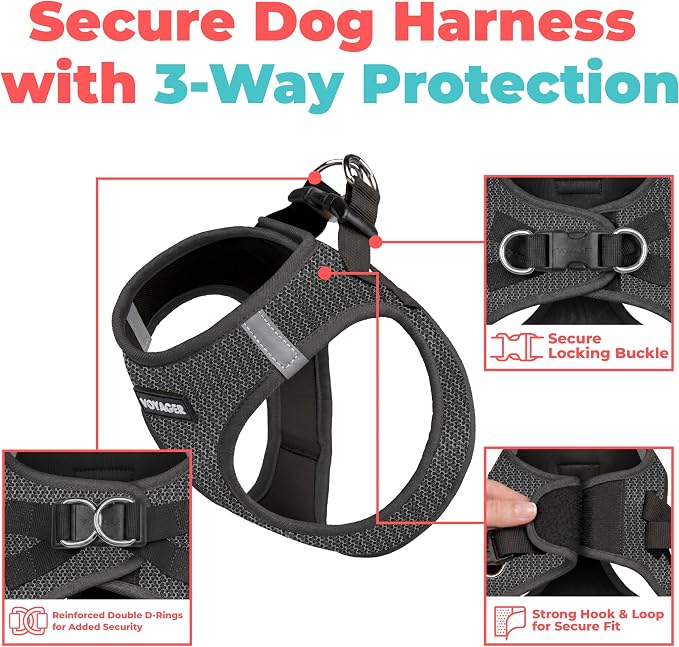 Voyager Step-in Air Dog Vest Harness - Gray 2-Tone, Small | 14.5-16" in Chest, Reflective Bands, All Weather Breathable Air Mesh, Cats Compatible, Lightweight, Fast Drying
