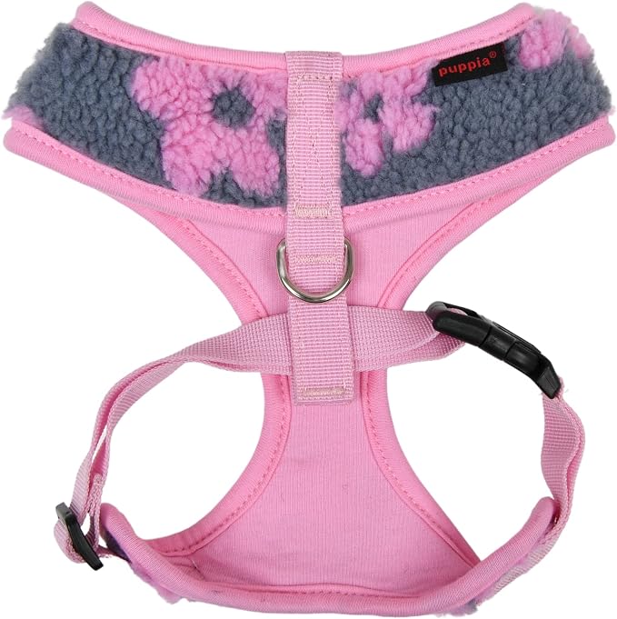Puppia Ren Dog Harness Over-The-Head Warm Winter Flower Pattern Adjustable Chest for Small and Medium Dog, Pink, X-Large