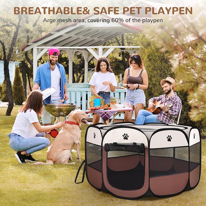 Pop-Up Puppy Playpen - Foldable Exercise Kennel Tent