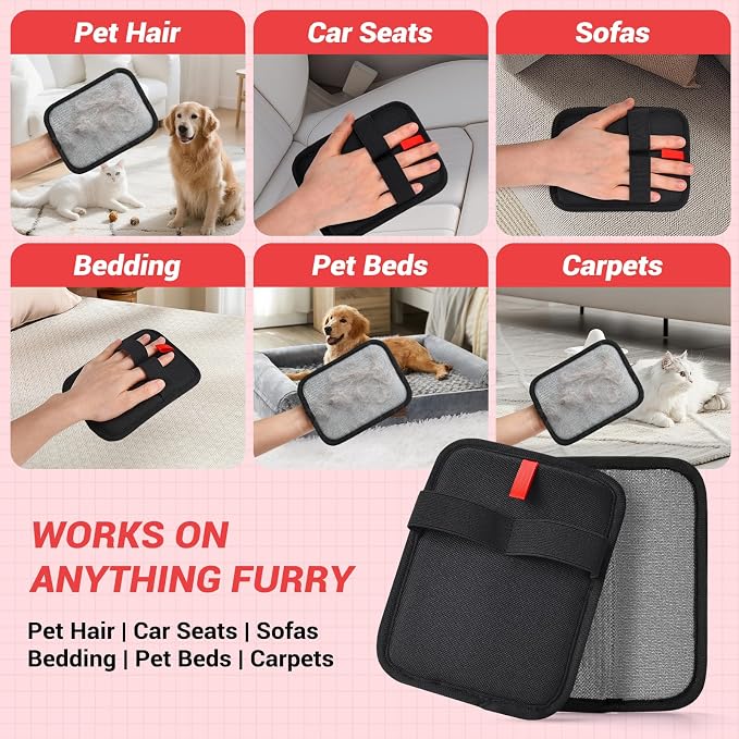 2 PCS Electrostatic Pet Hair Removal Glove, 2-Pack