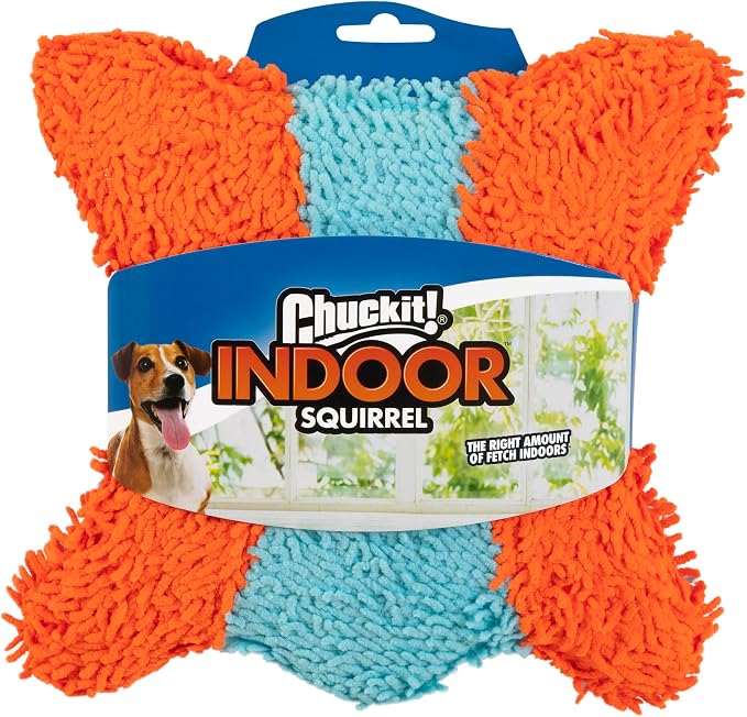 Chuckit! Indoor Fetch Squirrel Toy for Dogs, Orange and Blue | Interactive Dog Toy for Boredom and Indoor Fetch Play with Squirrel Toy Design in Orange and Blue for Dogs