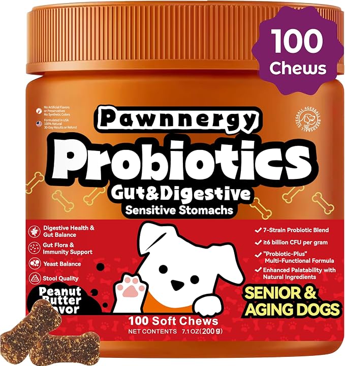 Probiotics for Dogs - Improve Gut Health, Digestive, Immunity, Yeast Balance, Solid Stool - with Prebiotics - Reduce Diarrhea, Gas, Bad Breath, Constipation, Allergy - Ideal for Senior Dogs (5+ Years)