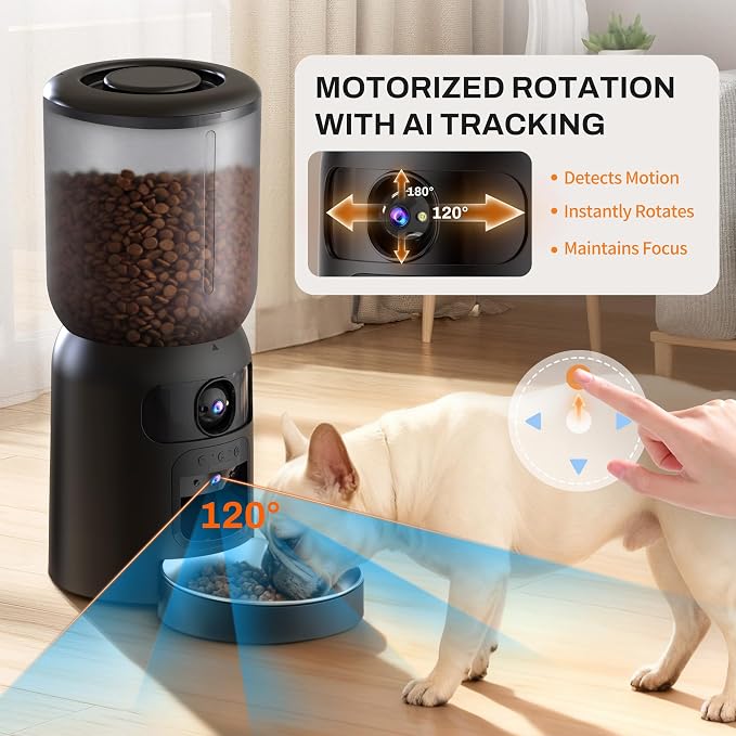 Automatic Cat Feeder with Dual Camera Gifts for Fathers Day, 5G, Stainless Steel
