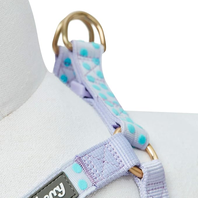 Blueberry Pet 4 Patterns Step-in Velvety Polka Dot Flocking Dog Harness in Pastel Purple, Chest Girth 20" - 26", Medium, Adjustable Harnesses for Dogs