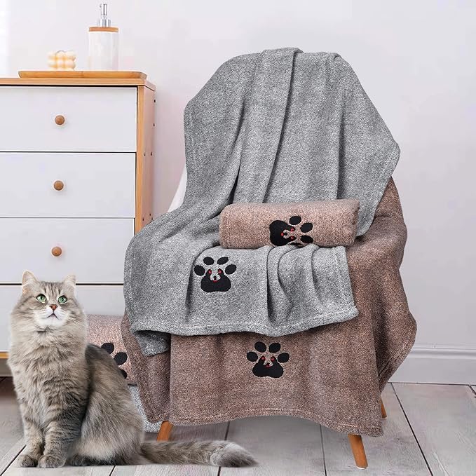 Dogvingpk Medium Dog Towel 1 Pack, Super Absorbent Soft Quick Drying Microfiber Pet Bath Towels for Medium & Small Dogs (M-36" * 28", Grey)