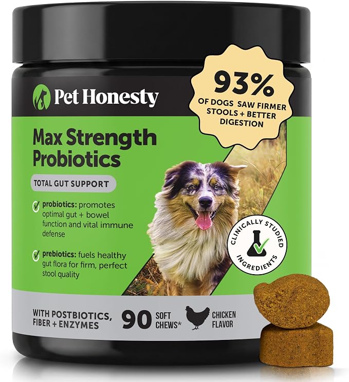 Max Strength Probiotic Digestive Enzymes for Dogs - Chicken, 90ct