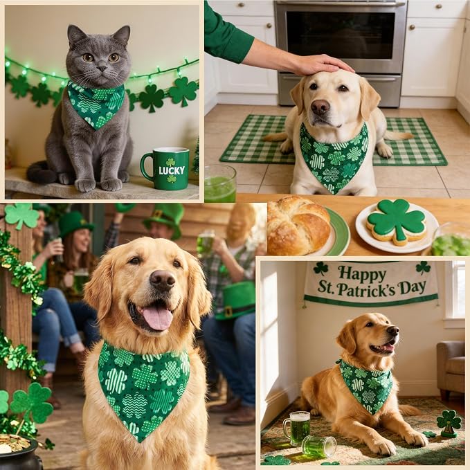 Dog Bandanas for St. Patricks Day, Large, Medium, Green