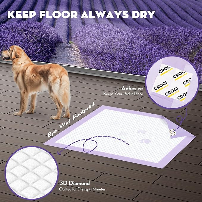 CROCI Charcoal Pee Pads for Dogs 30x36in 35 Counts, Lavender Dog Pads 36x36in 30 Counts