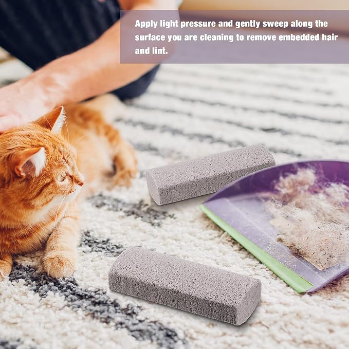 2 Pieces Pet Hair Remover for Cat Hair Removal Pumice Stone Tool Carpet Dog, 5.3 Inches, Pumice, Gray