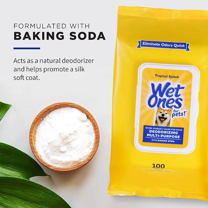 Wet Ones for Pets Deodorizing Dog Grooming Wipes, Wet Lock Seal, 100 Count