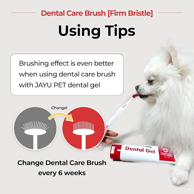 JAYU PET Dental Care Brush, Firm Bristles, 1ea | Resilient Dog Toothbrush, Cat Toothbrush, Tartar & Plaque Removal, Horizontal Head, S-Curved Body