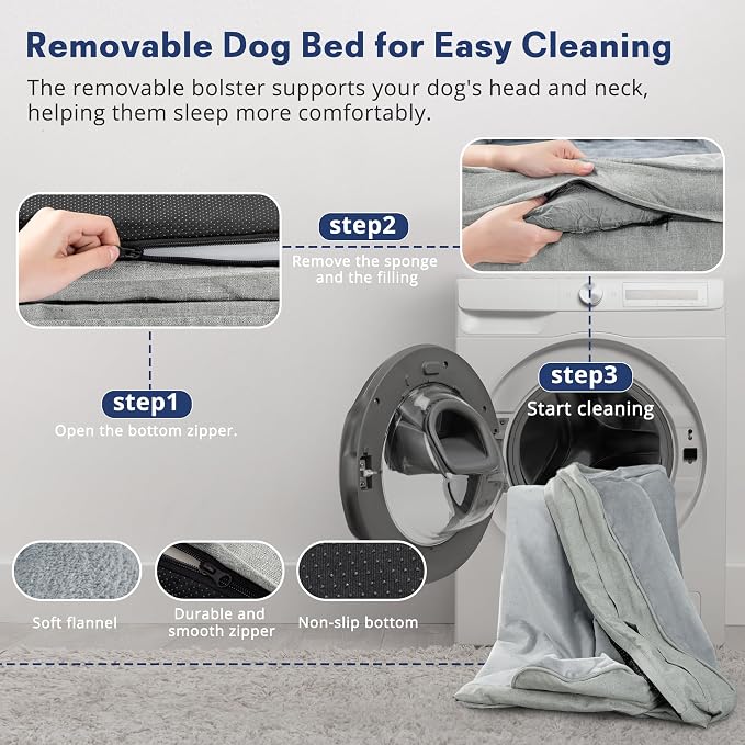 aodisman Orthopedic Memory Foam Dog Bed - Medium, Light Grey