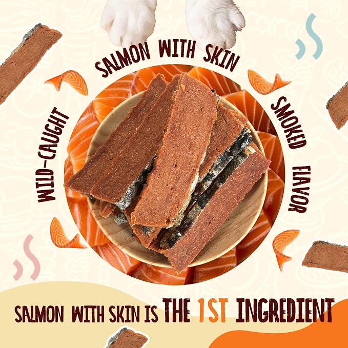 PAWUP Salmon Fillet with Skin Dog Treats, Smoked Flavor, 12.5oz