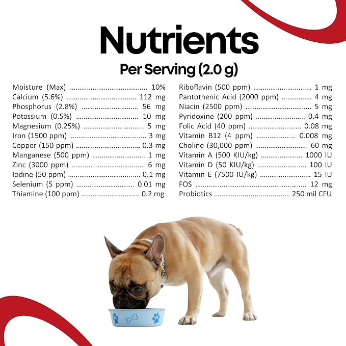 Canine Multivitamin Supplement All-in-one - 8 oz Powder for Dogs with Minerals, Vitamins, Prebiotics and Probiotics to Keep Dogs Healthy.