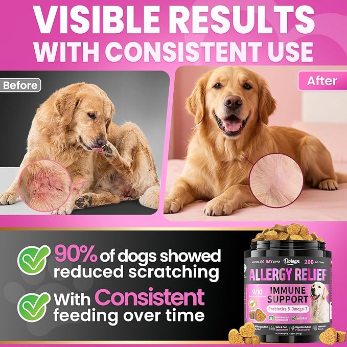 Dog Allergy Chews is Human Grade Itch Relief Multivitamin & Immune Yeast