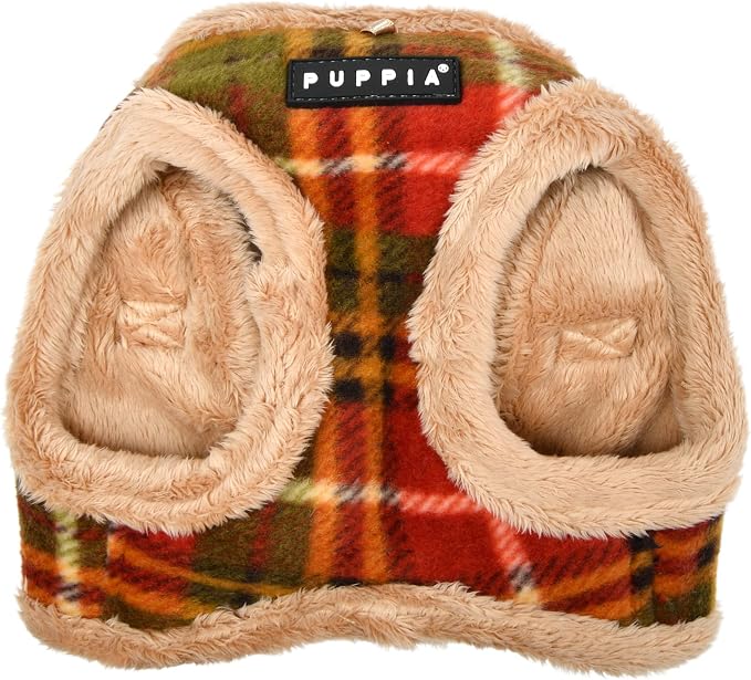 Puppia Norman Vest Dog Harness Step-in Warm Winter Checkered Pattern for Small and Medium Dog, Beige, X-Large