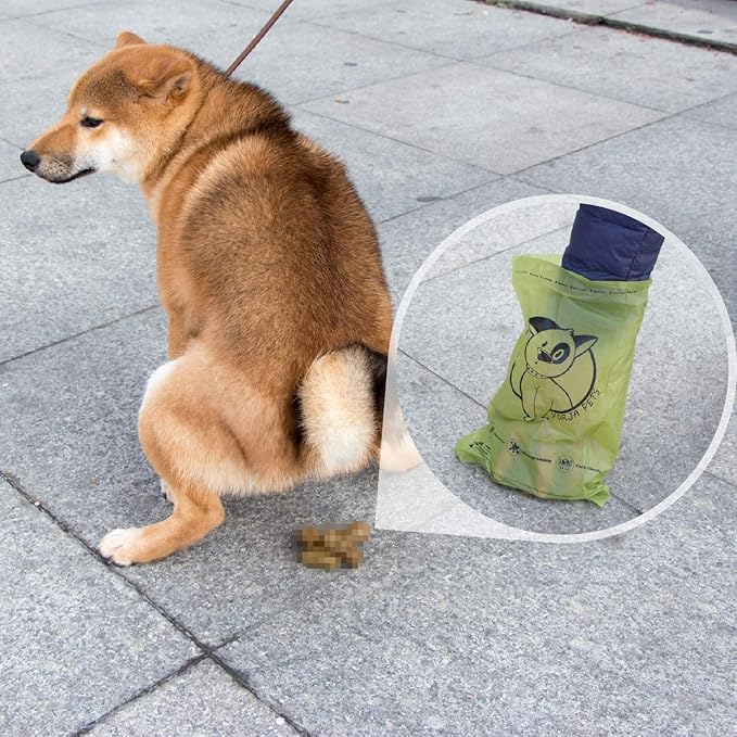 Dog Poop Bags Rolls, 360 Pet Waste Bags, 100% Leak Proof Extra Thick and Strong Corn Starch Blend
