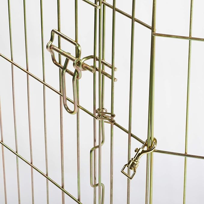 MidWest Homes for Pets Folding Metal Dog Exercise Pen, Indoor/Outdoor Playpen with Door, 16 Sq Feet of Play Space, 48-Inches Tall, Gold Zinc