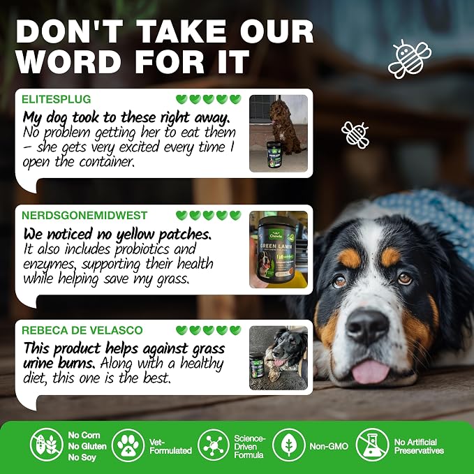 Dog Urine Neutralizer Chews – Grass Saver for Lawn & Green Grass