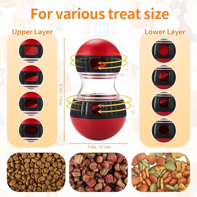 Silipull 2 Pcs Dog Interactive Puzzle Toys Dog Toy Treat Dispenser Rolling Adjustable Food Dispensing Treat Puppy Feeder Slow Feeding for Training Large Medium Chewers Breed Pet Gift Keep Busy