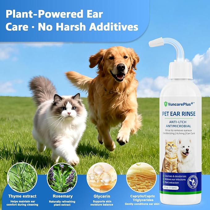 Cat & Dog Ear Cleaner Solution, Soft Nozzle, Thyme, 4 fl oz