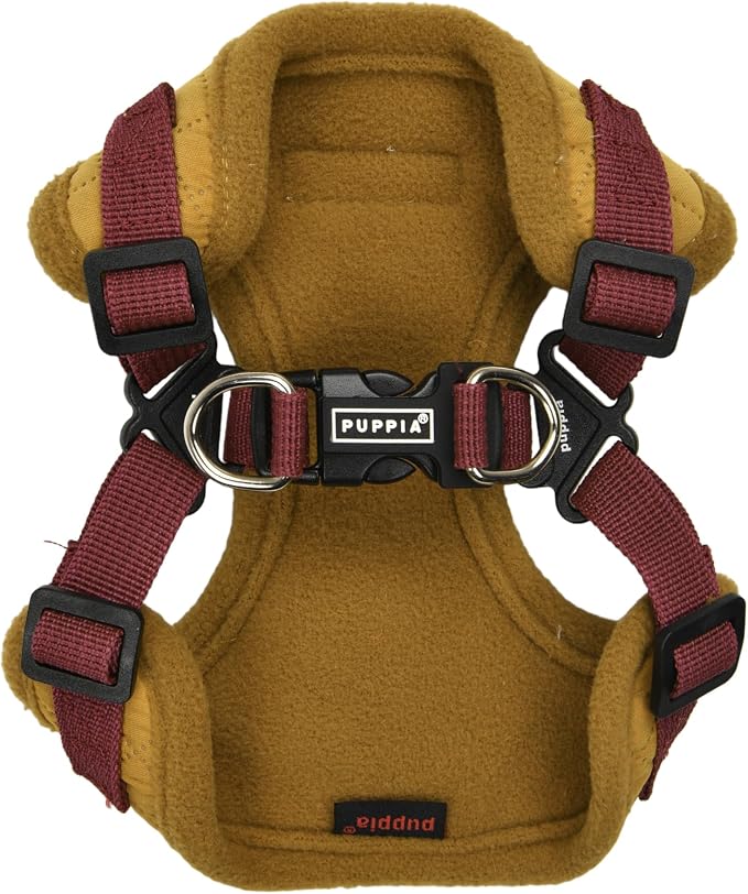 Puppia Irvin Comfort Dog Harness Step-in Warm Winter Diamond Pattern Adjustable Neck and Chest for Small and Medium Dog, Mustard, Small
