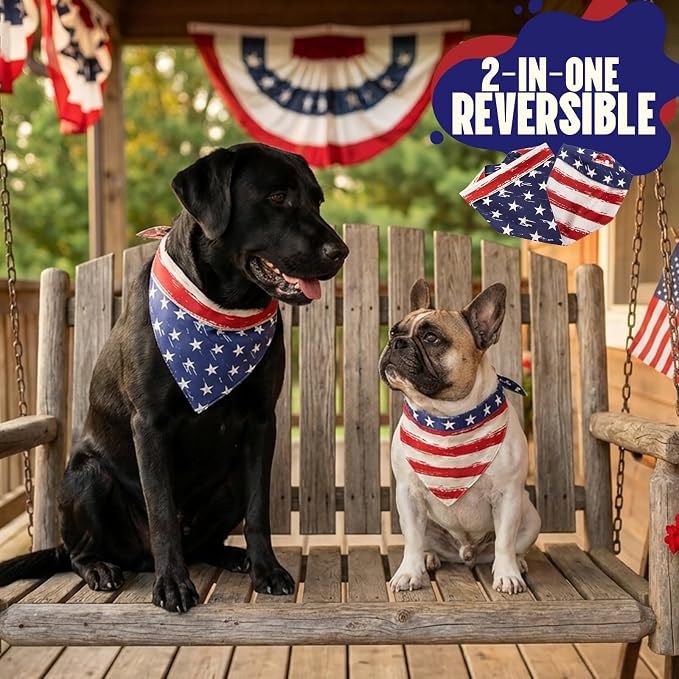 2-in-1 Vintage 4th of July Dog Bandana, Large, Large