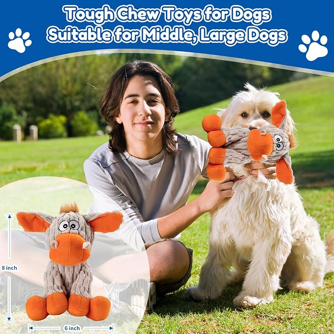 loncoldy Squeaky Dog Toys, Tough Chew Toys for Dogs, Crinkle Interactive Squeaky Stuffed Dog Toy for Small Medium Large Breeds, Plush Dog Toy to Keep Them Busy, Pet Toys for Dogs