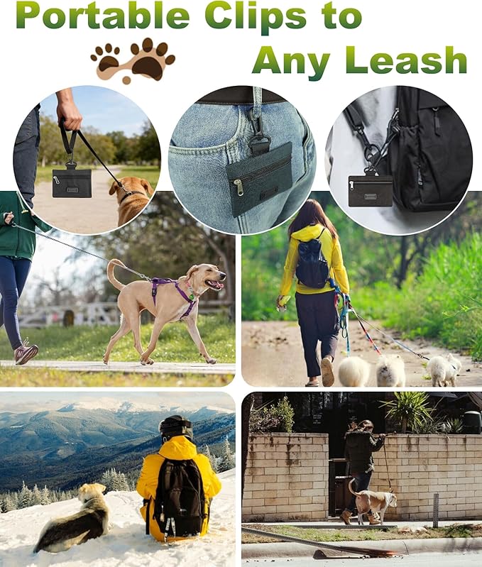 Charmount 200 Count Dog Poop Bags Rolls with Zippered Pouch Dispenser Holder, Extra Thick Leak-Proof Unscented Waste Bags, Coreless Easy Load for Small to Large Dogs