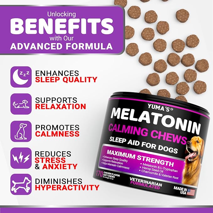 Melatonin for Dogs - 170 Chews - Melatonin Chews for Small and Large Dogs