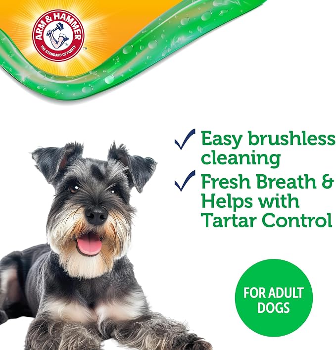 Arm & Hammer Complete Care Brushless Oral Dog Gel, Peanut Butter, 4 Oz | Rub-on formula, no brushing required, baking soda enhanced, freshens breath, controls tartar daily use