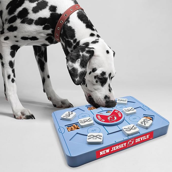Pets First NHL NEW Jersey Devils Large Puzzle Toy, New Size, Interactive Dog Treat & Slow Feeding Toy